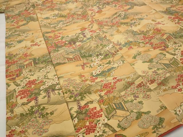 平和屋着物■上質な小紋 御所車花文 正絹 逸品 AABI6549st