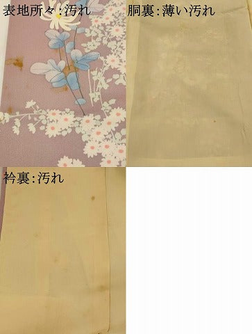 平和屋着物■上質な小紋 手描き 草花文 正絹 逸品 AABI6553st