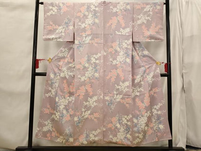 平和屋着物■上質な小紋 手描き 草花文 正絹 逸品 AABI6553st