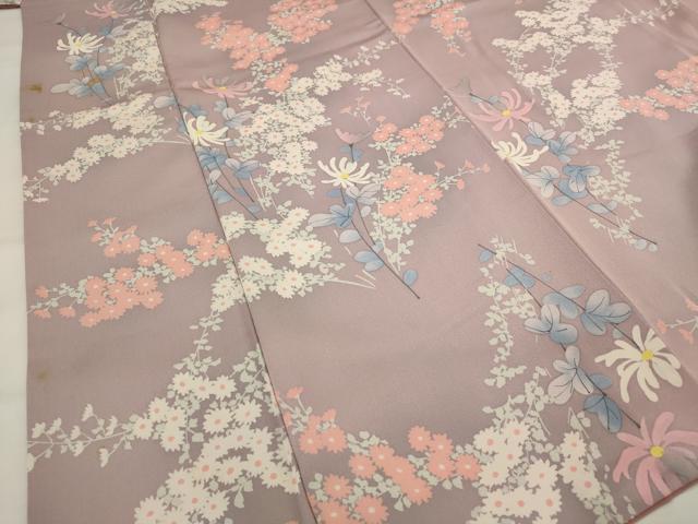 平和屋着物■上質な小紋 手描き 草花文 正絹 逸品 AABI6553st