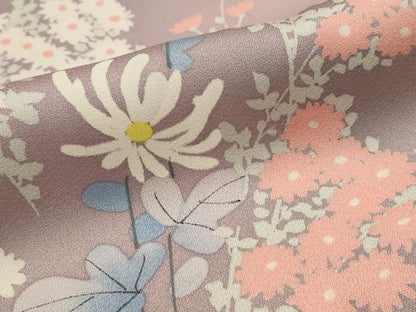 平和屋着物■上質な小紋 手描き 草花文 正絹 逸品 AABI6553st