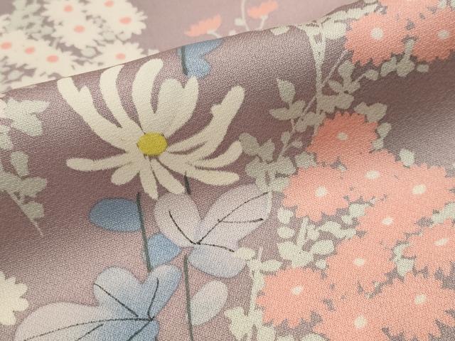 平和屋着物■上質な小紋 手描き 草花文 正絹 逸品 AABI6553st