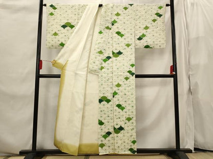 平和屋着物■上質な小紋 花青海波文 金彩 正絹 逸品 AABI6556st
