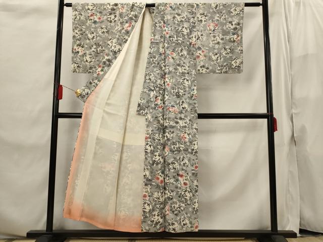 平和屋着物■上質な小紋 型染め 花丸文 暈し染め 正絹 逸品 AABI6559st