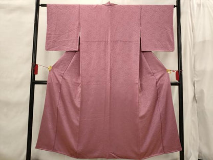 平和屋着物■上質な色無地 笹の葉地紋 浅蘇芳色 正絹 逸品 AABI6560st