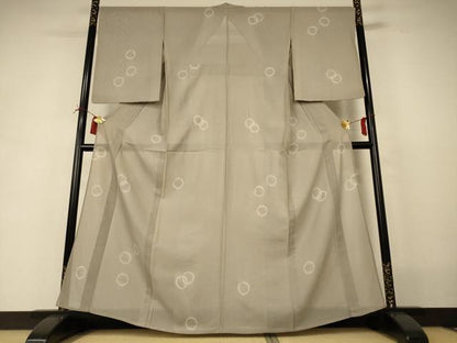 平和屋着物＊夏物 小紋 紗 絞り 丸文 正絹 逸品 AABI6566jd