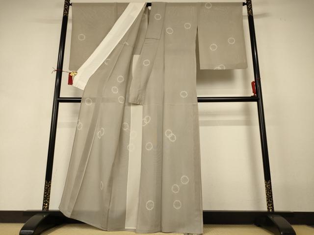 平和屋着物＊夏物 小紋 紗 絞り 丸文 正絹 逸品 AABI6566jd