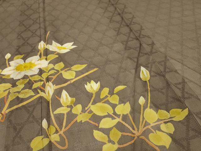 平和屋着物＊夏物 訪問着 縦絽 草花文 正絹 逸品 AABI6567jd