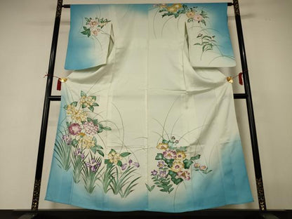 平和屋着物＊夏物 訪問着 絽 草花文 暈し染め 正絹 逸品 AABI6568jd