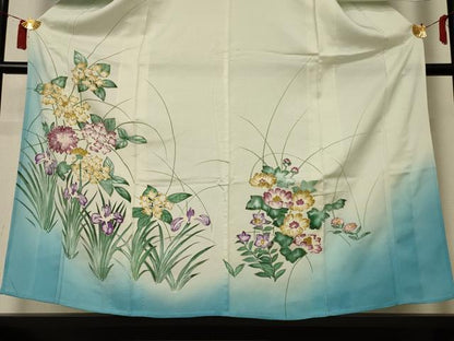 平和屋着物＊夏物 訪問着 絽 草花文 暈し染め 正絹 逸品 AABI6568jd