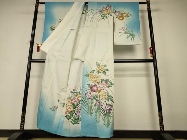 平和屋着物＊夏物 訪問着 絽 草花文 暈し染め 正絹 逸品 AABI6568jd