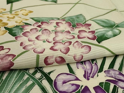 平和屋着物＊夏物 訪問着 絽 草花文 暈し染め 正絹 逸品 AABI6568jd