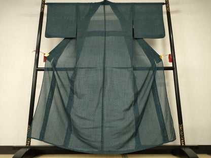 平和屋着物＊夏物　紗紬　幾何学文様　正絹　逸品　AABI6570jd