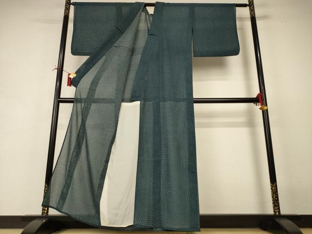 平和屋着物＊夏物　紗紬　幾何学文様　正絹　逸品　AABI6570jd