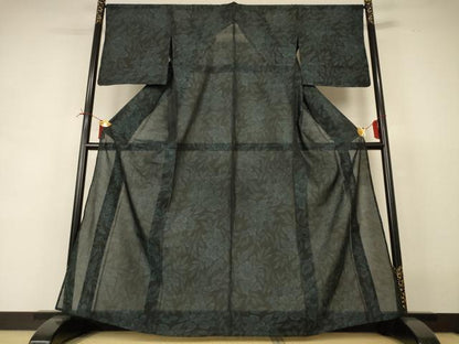 平和屋着物＊夏物　本場大島紬　夏大島　草花文　正絹　逸品　AABI6571jd