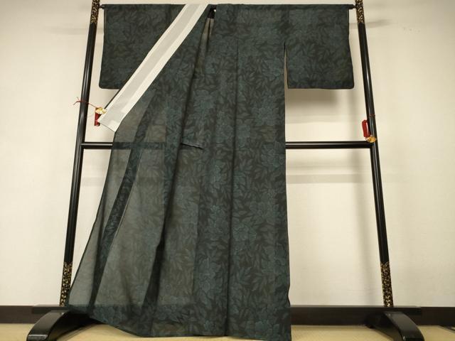 平和屋着物＊夏物　本場大島紬　夏大島　草花文　正絹　逸品　AABI6571jd