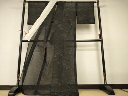 平和屋着物＊夏物 本場大島紬 夏大島 雪芝花文 ロング丈 正絹 逸品 AABI6572jd