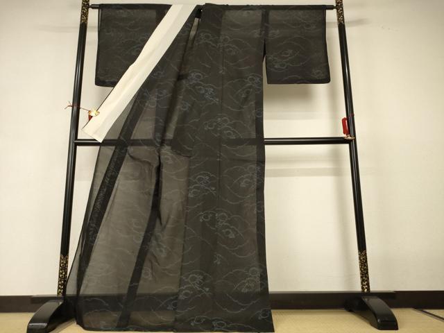 平和屋着物＊夏物 本場大島紬 夏大島 雪芝花文 ロング丈 正絹 逸品 AABI6572jd
