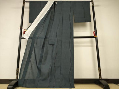 平和屋着物＊夏物 本場大島紬 夏大島 150亀甲 よろけ縞 正絹 逸品 AABI6574jd
