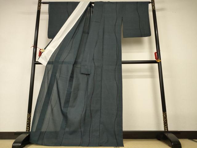 平和屋着物＊夏物 本場大島紬 夏大島 150亀甲 よろけ縞 正絹 逸品 AABI6574jd