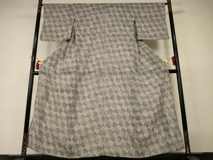 平和屋着物＊夏物 小紋 ちぢみ織 幾何学文様 正絹 逸品 AABI6576jd
