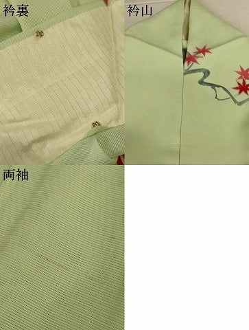 平和屋着物＊夏物 訪問着 絽 手描き 楓文 暈し染め 銀彩 正絹 逸品 AABI6581jd