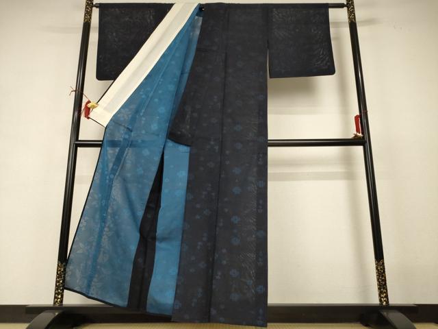 平和屋着物＊夏物 小紋 紗 飾花文 正絹 逸品 AABI6594jd
