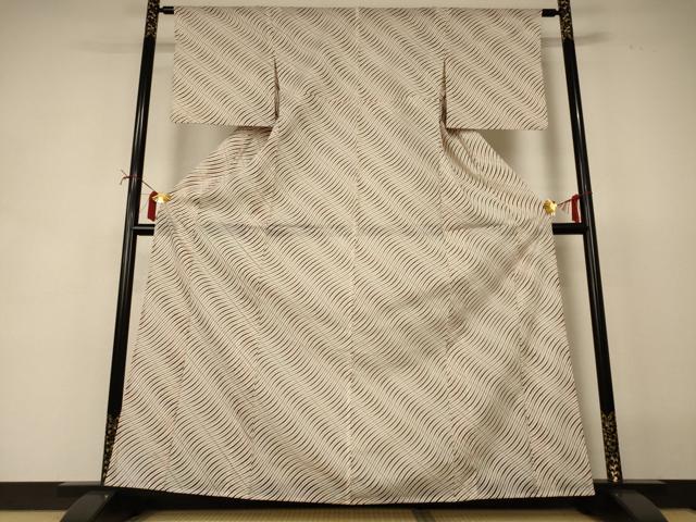 平和屋着物＊夏物 小紋 絽 幾何学文様 洗える着物 AABI6595jd