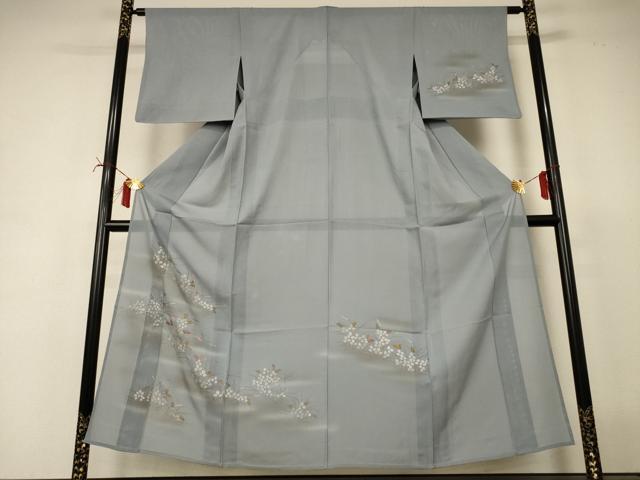 平和屋着物＊夏物 訪問着 絽 刺繍 萩 暈し染め 金彩 正絹 逸品 AABI6601jd