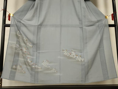 平和屋着物＊夏物 訪問着 絽 刺繍 萩 暈し染め 金彩 正絹 逸品 AABI6601jd
