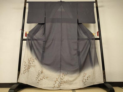 平和屋着物＊夏物　訪問着　紗　草花文　暈し染め　正絹　逸品　AABI6609jd