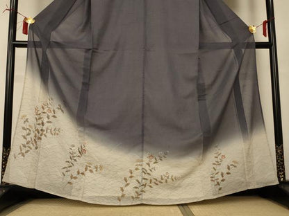 平和屋着物＊夏物　訪問着　紗　草花文　暈し染め　正絹　逸品　AABI6609jd