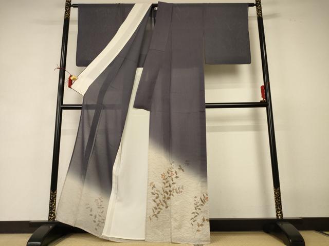平和屋着物＊夏物　訪問着　紗　草花文　暈し染め　正絹　逸品　AABI6609jd