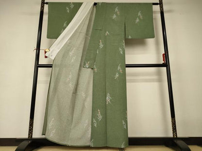 平和屋着物＊夏物 洗える最高級着物 ＜英＞はなぶさ謹製 小紋 絽 草花文 たとう紙付き 洗える着物 AABI6619jd