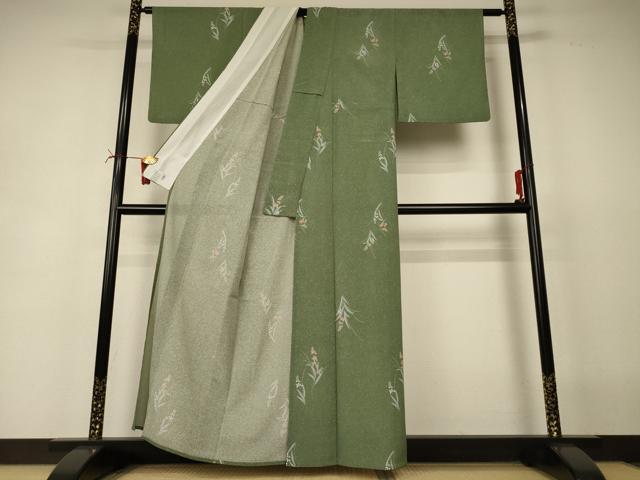 平和屋着物＊夏物 洗える最高級着物 ＜英＞はなぶさ謹製 小紋 絽 草花文 たとう紙付き 洗える着物 AABI6619jd