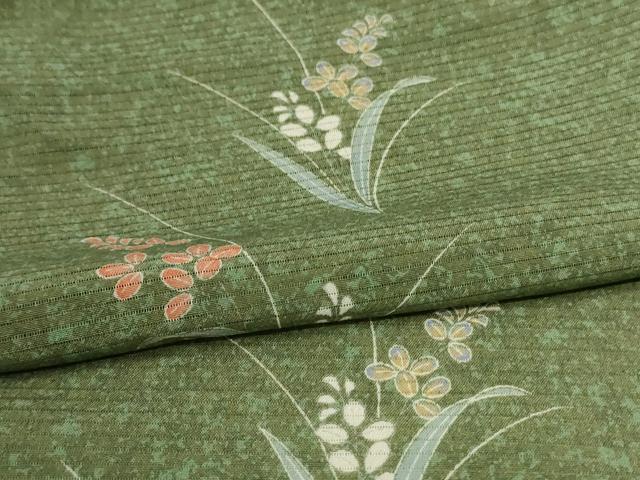 平和屋着物＊夏物 洗える最高級着物 ＜英＞はなぶさ謹製 小紋 絽 草花文 たとう紙付き 洗える着物 AABI6619jd