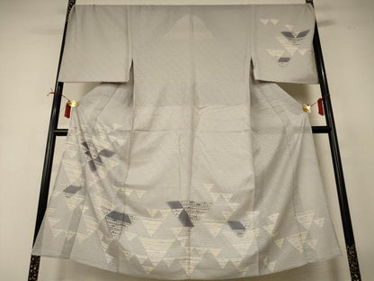 平和屋着物＊夏物　男性　訪問着　変わり絽　幾何学文様　キングサイズ　正絹　逸品　AABI6626jd