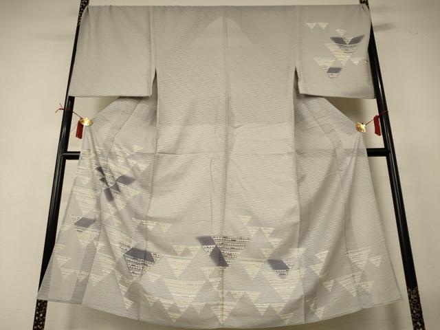 平和屋着物＊夏物　男性　訪問着　変わり絽　幾何学文様　キングサイズ　正絹　逸品　AABI6626jd