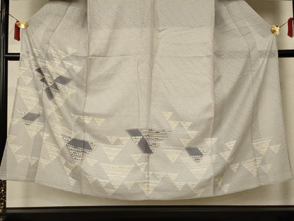 平和屋着物＊夏物　男性　訪問着　変わり絽　幾何学文様　キングサイズ　正絹　逸品　AABI6626jd