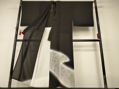 平和屋着物＊夏物 男性 訪問着 紗 笹文 暈し染め 正絹 逸品 AABI6627jd