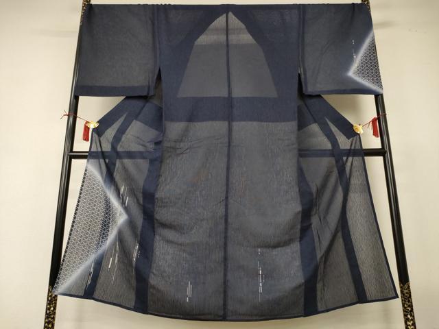 平和屋着物＊夏物 男性 訪問着 縦絽 幾何学文様 キングサイズ 正絹 逸品 AABI6628jd