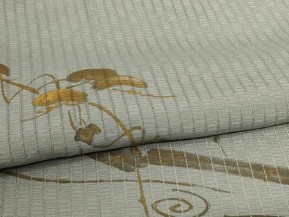 平和屋着物＊夏物 男性 訪問着 縦絽 蔦の葉文 暈し染め 金彩 キングサイズ 正絹 逸品 AABI6629jd