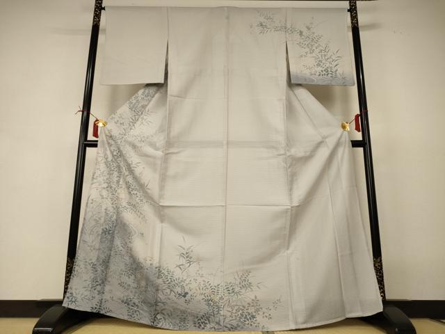 平和屋着物＊夏物　訪問着　絽　駒刺繍　流水草花文　金彩　正絹　逸品　AABI6639jd