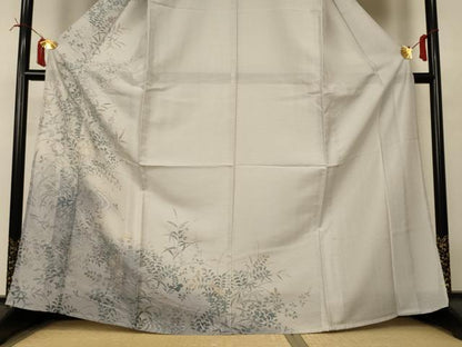 平和屋着物＊夏物　訪問着　絽　駒刺繍　流水草花文　金彩　正絹　逸品　AABI6639jd