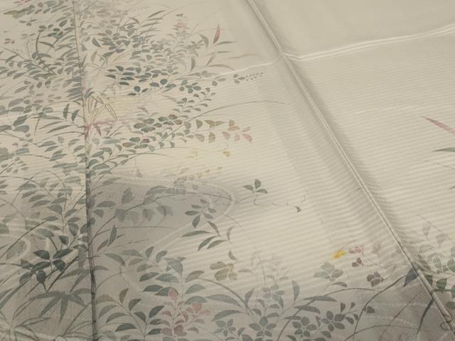 平和屋着物＊夏物　訪問着　絽　駒刺繍　流水草花文　金彩　正絹　逸品　AABI6639jd