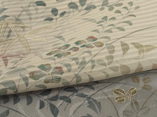 平和屋着物＊夏物　訪問着　絽　駒刺繍　流水草花文　金彩　正絹　逸品　AABI6639jd