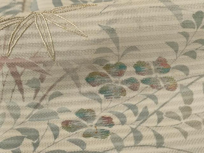 平和屋着物＊夏物　訪問着　絽　駒刺繍　流水草花文　金彩　正絹　逸品　AABI6639jd