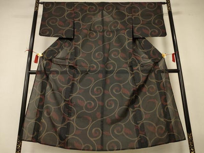 平和屋着物＊夏物 本場大島紬 夏大島 唐草文 正絹 逸品 AABI6641jd