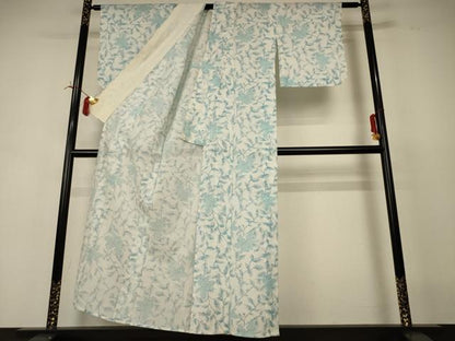 平和屋着物＊夏物　小紋　紗　草花文　AABI6643jd