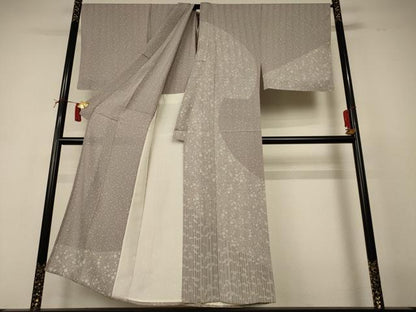 平和屋着物＊夏物 男性 訪問着 縦絽 箔散らし文様 キングサイズ 正絹 逸品 未使用 AABI6646jd
